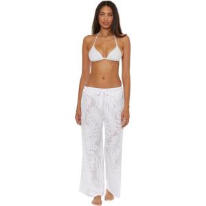 Trina Turk womens Catamaran Sheer Pants, Casual, Wide Leg, Beach Cover Ups for Women(White)
