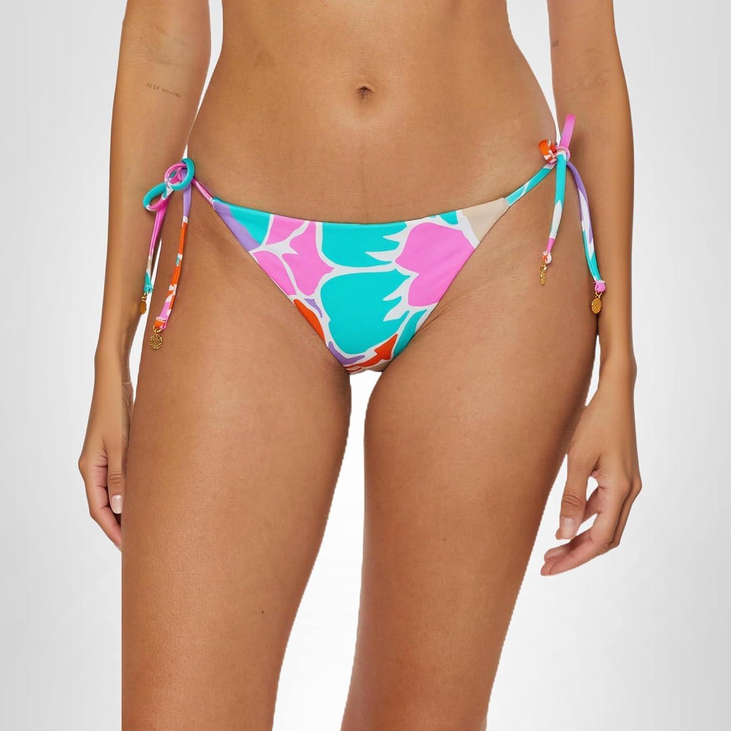 imageTrina Turk Womens Amalfi Tie Side Bikini Bottom Cheeky Coverage Swimwear SeparatesMulticolor