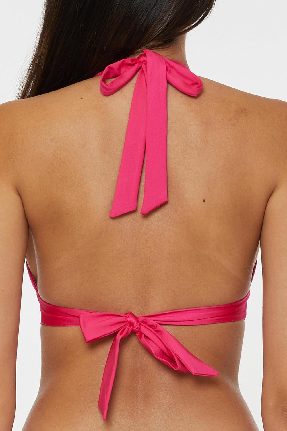imageTrina Turk Womens Monaco Banded Halter Bikini Top Adjustable Tie Back Swimwear SeparatesCanes Coral