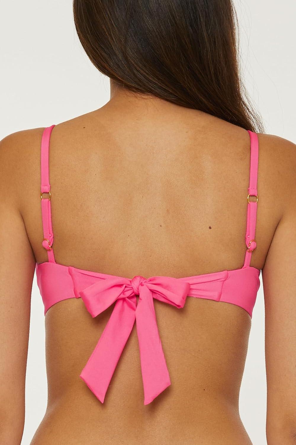 imageTrina Turk Womens Monaco Twist Underwire Bikini Top Adjustable Tie Back Swimwear Separates for WomenPoint Pink