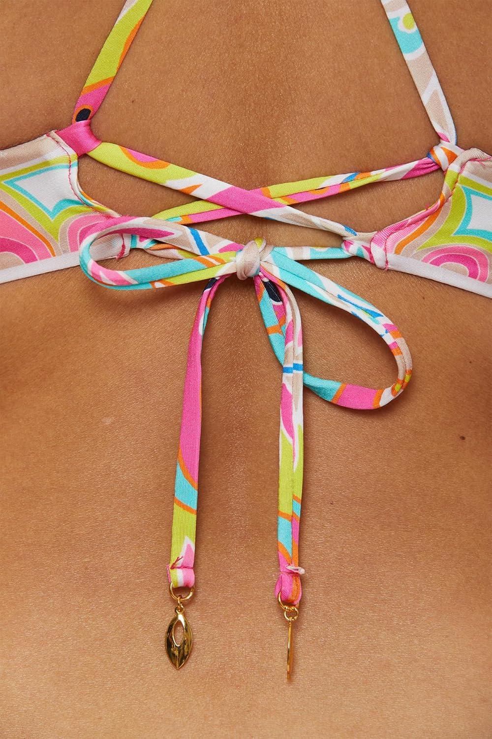 imageTrina Turk Womens Venus Reversible Halter Bikini Top Adjustable Tie Back Swimwear Separates for WomenMulticolor