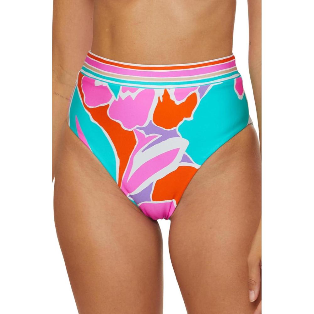 imageTrina Turk Womens Amalfi High Waisted Bikini Bottom Cheeky Coverage Swimwear SeparatesMulticolor