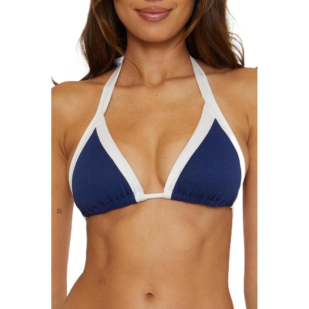 imageTrina Turk Womens Courtside Triangle Bikini Top Adjustable Tie Back Swimwear Separates for WomenNavy