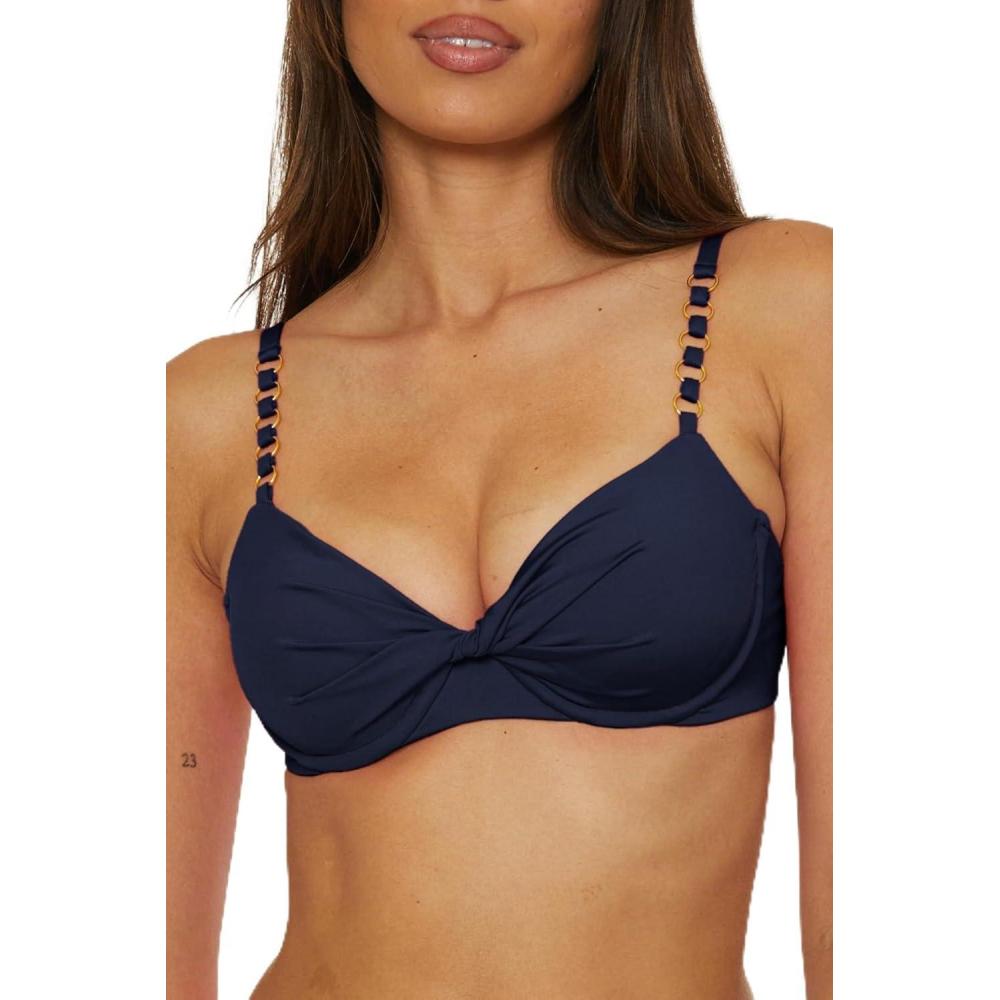 imageTrina Turk Womens Monaco Twist Underwire Bikini Top Adjustable Tie Back Swimwear Separates for WomenInk