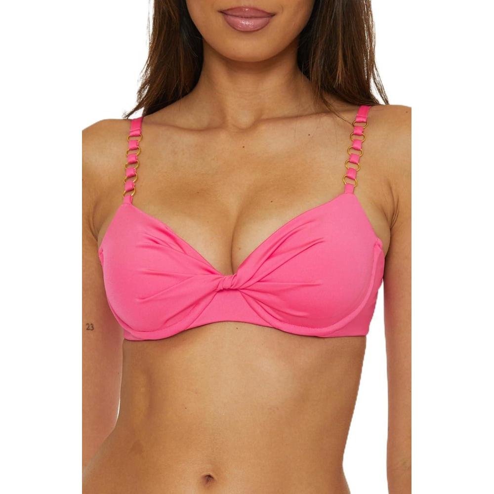 imageTrina Turk Womens Monaco Twist Underwire Bikini Top Adjustable Tie Back Swimwear Separates for WomenPoint Pink