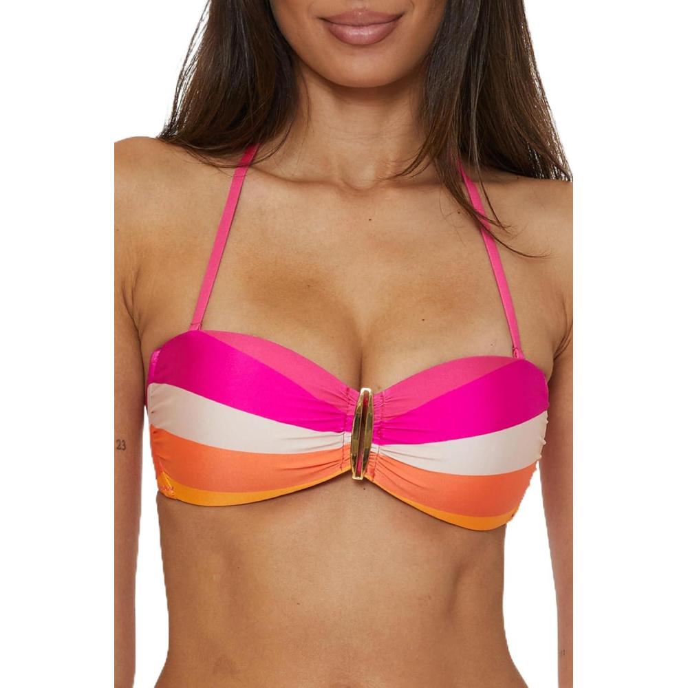 imageTrina Turk Womens Sunburst Bandeau Bikini Top Adjustable Tie Back Swimwear SeparatesMulticolor