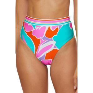 Trina Turk Women’s Amalfi High Waisted Bikini Bottom, Cheeky Coverage, Swimwear Separates(Multicolor)