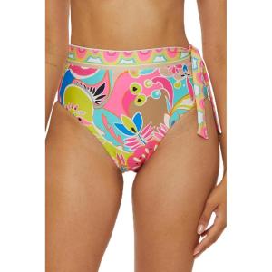 Trina Turk Women’s Venus Banded Side Tie High Waisted Bikini Bottom, Cheeky Coverage, Swimwear Separates(Multicolor)