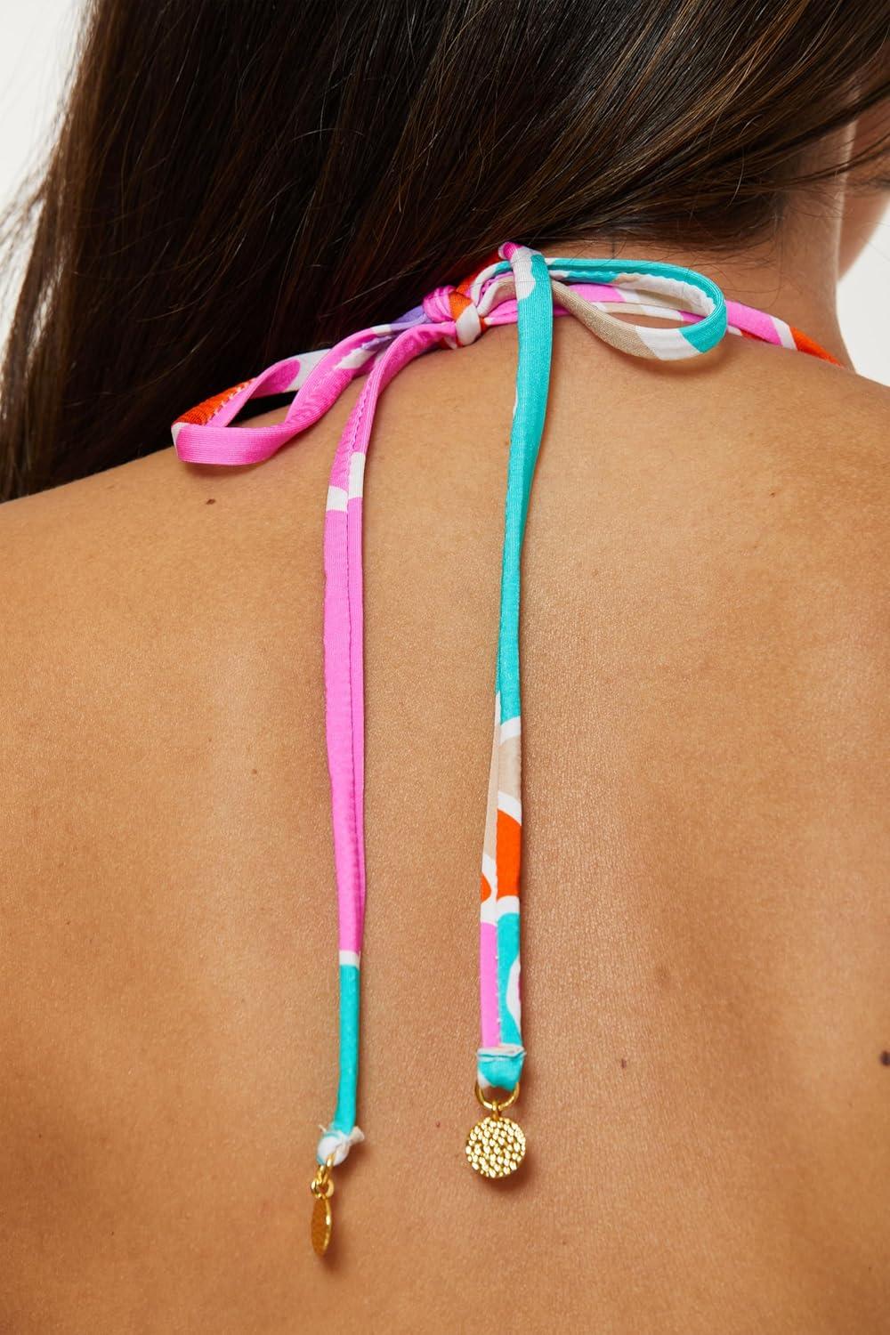 imageTrina Turk Womens Amalfi Triangle Bikini Top Adjustable Tie Back Swimwear SeparatesMulticolor