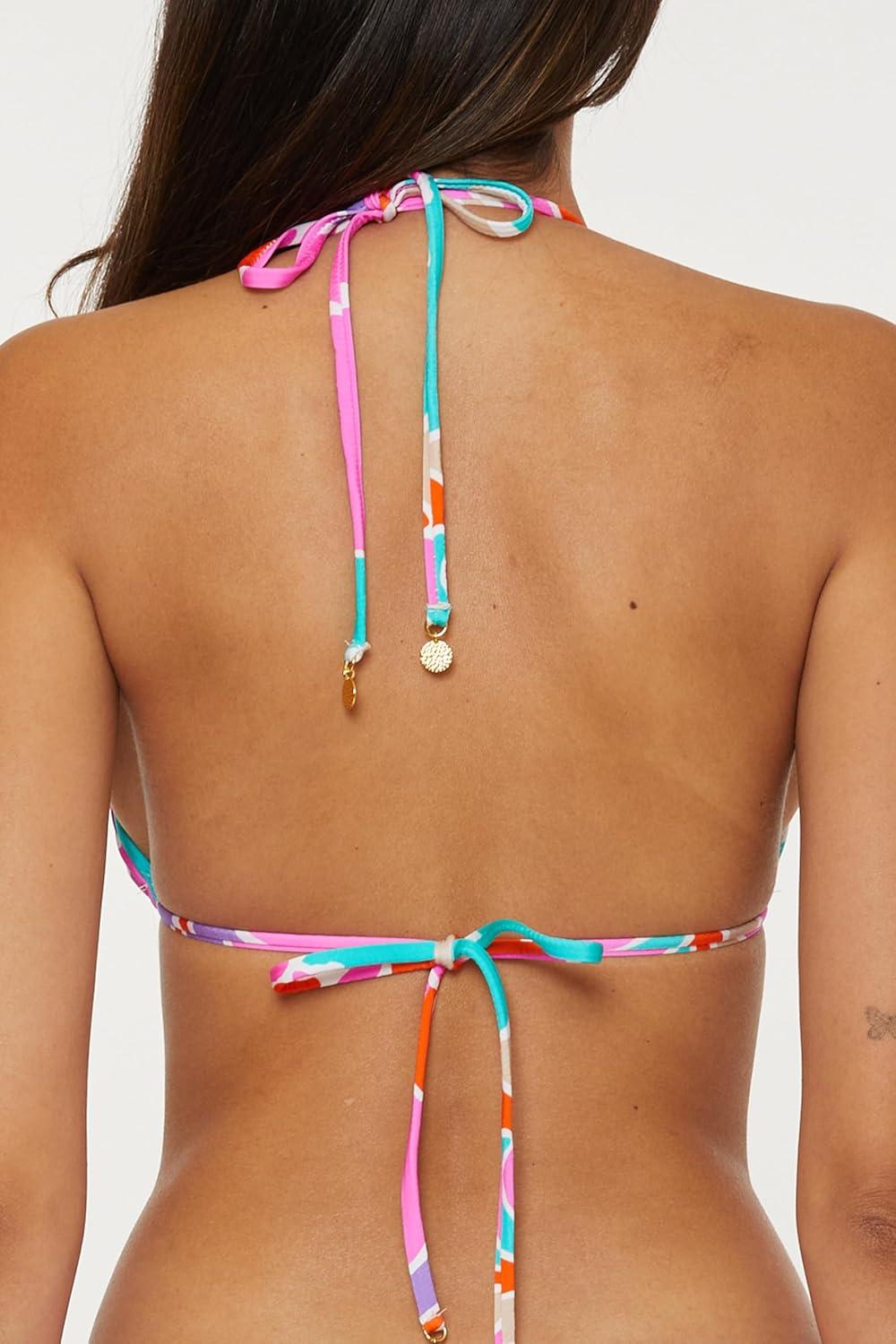 imageTrina Turk Womens Amalfi Triangle Bikini Top Adjustable Tie Back Swimwear SeparatesMulticolor