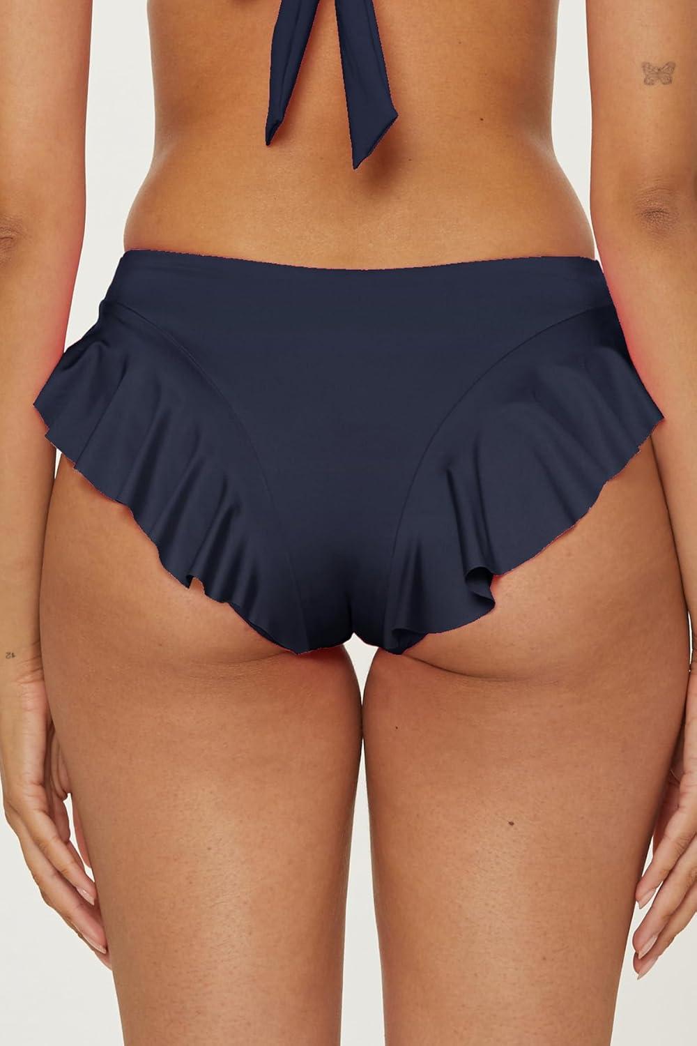imageTrina Turk Womens Monaco Ruffle Hipster Bikini Bottom Cheeky Coverage Swimwear SeparatesInk
