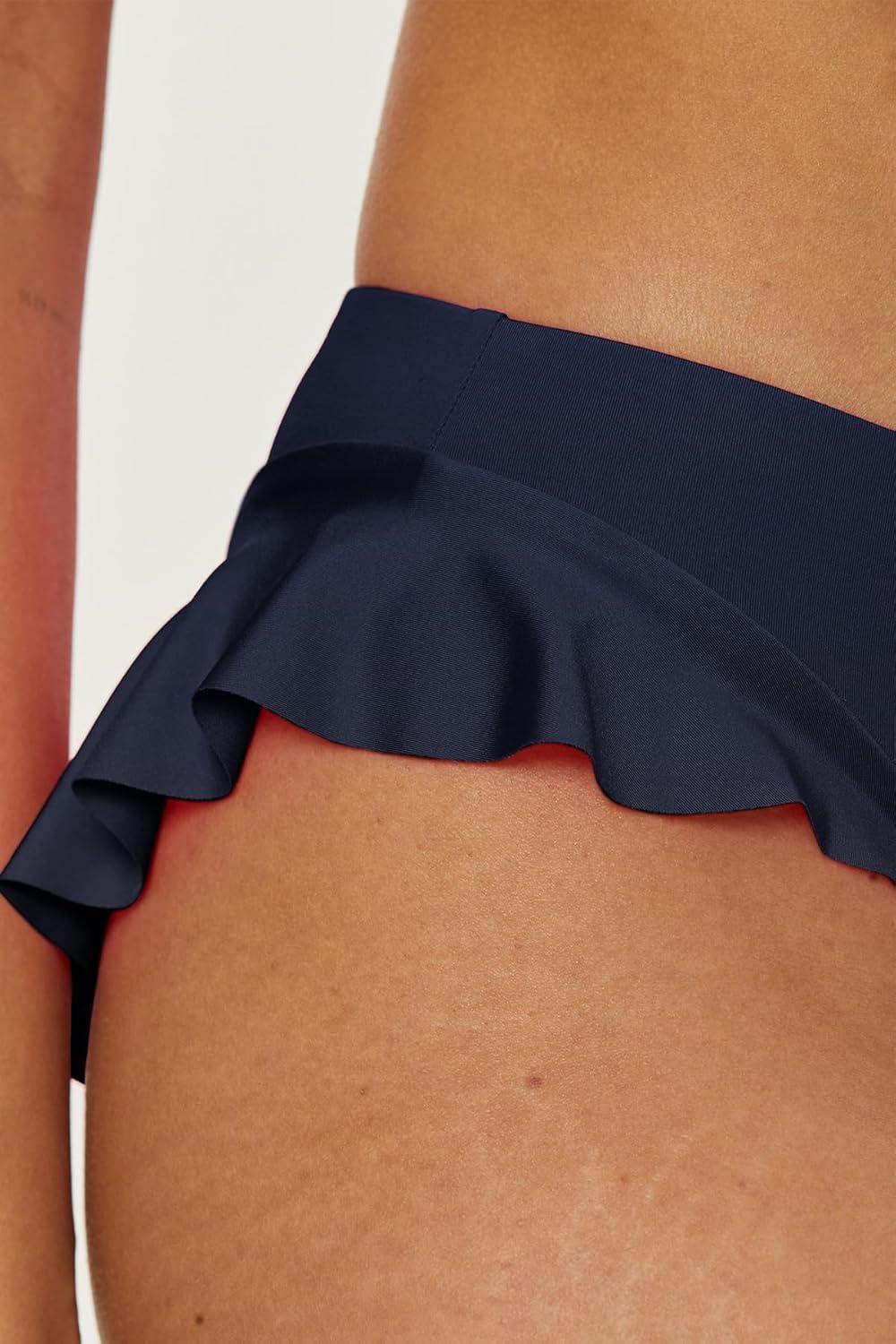imageTrina Turk Womens Monaco Ruffle Hipster Bikini Bottom Cheeky Coverage Swimwear SeparatesInk