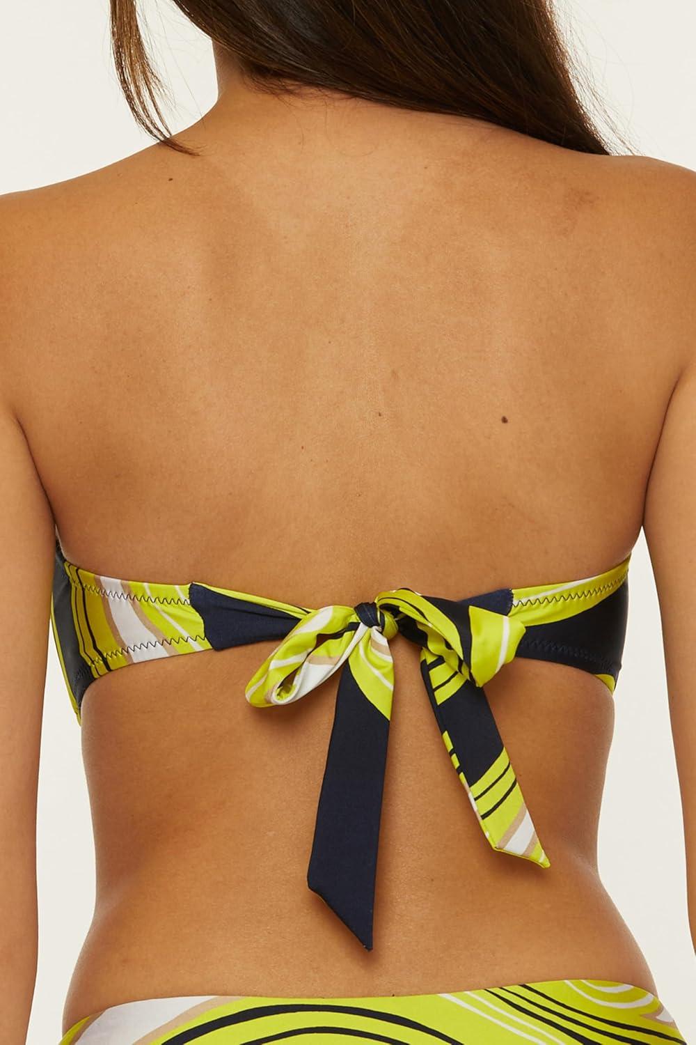 imageTrina Turk Womens Serena Bandeau Bikini Top Adjustable Tie Back Swimwear SeparatesMulticolor