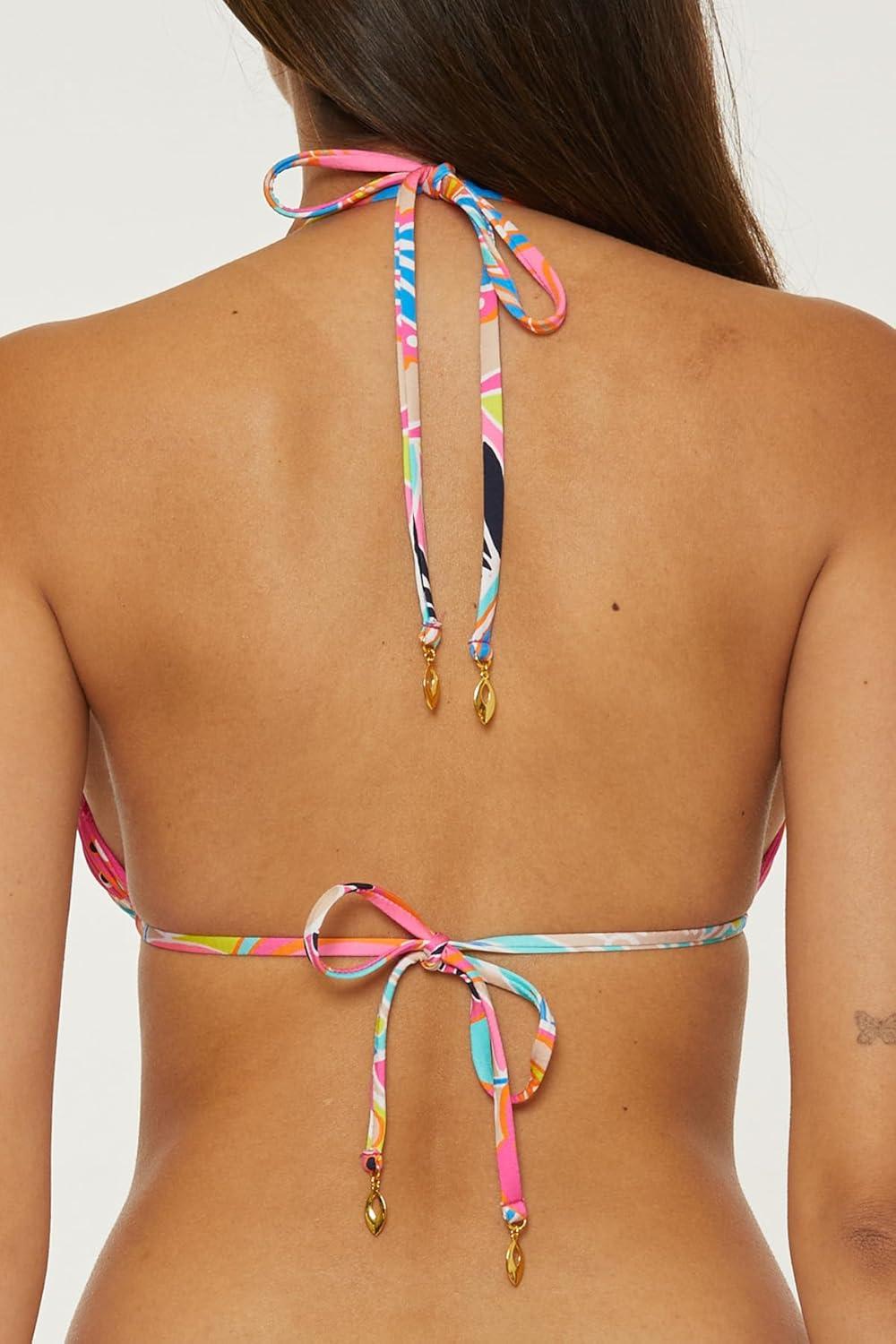 imageTrina Turk Womens Venus Reversible Triangle Bikini Top Adjustable Tie Back Swimwear Separates for WomenMulticolor
