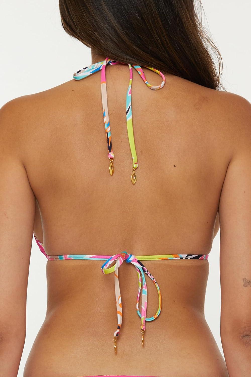 imageTrina Turk Womens Venus Reversible Triangle Bikini Top Adjustable Tie Back Swimwear Separates for WomenMulticolor