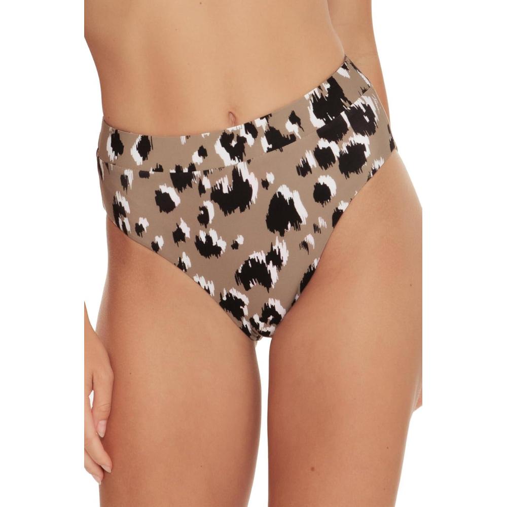 imageTrina Turk Womens Lynx Banded High Waisted Bikini Bottom Cheeky Coverage Swimwear SeparatesMulticolor