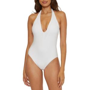 Trina Turk Womens Monaco V-Plunge One Piece Swimsuit, Plunge Neck, Bathing Suits for Women(White)