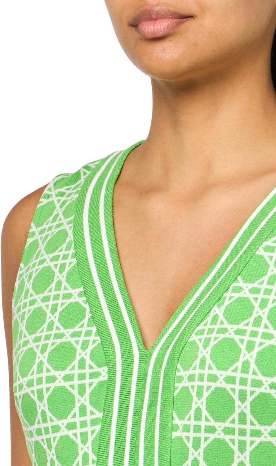imageTrina Turk Womens Printed Knit DressSerene GreenWhite