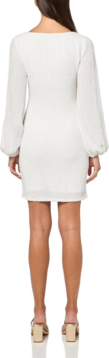 imageTrina Turk Womens Textured Long Sleeves Sheath DressWhitewash