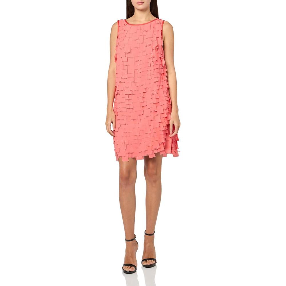 imageTrina Turk Womens Flutter Chiffon Shift DressCoral Crush