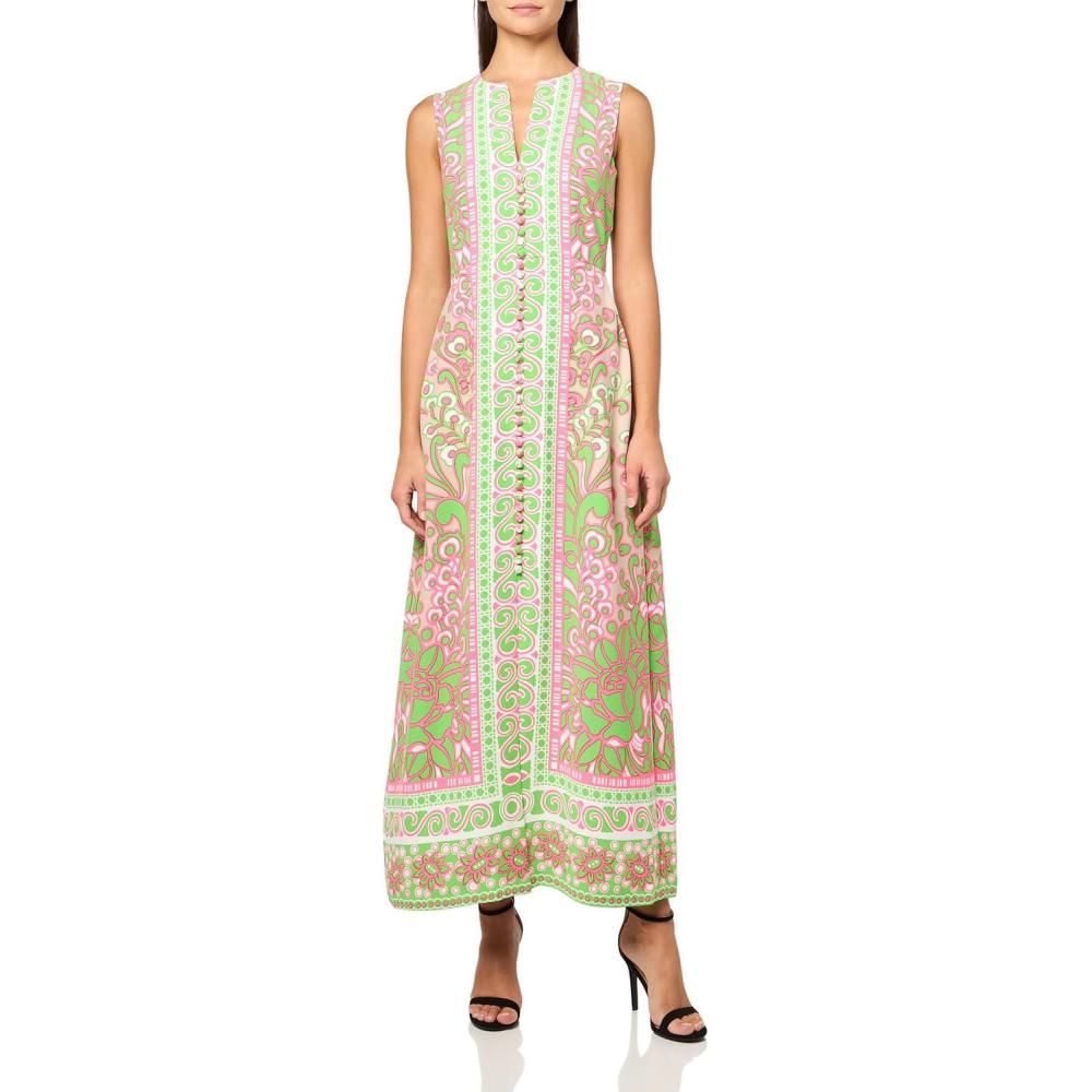 imageTrina Turk Womens Printed Button Front Maxi DressMulti