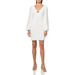 Trina Turk Women’s Textured Long Sleeves Sheath Dress(Whitewash)