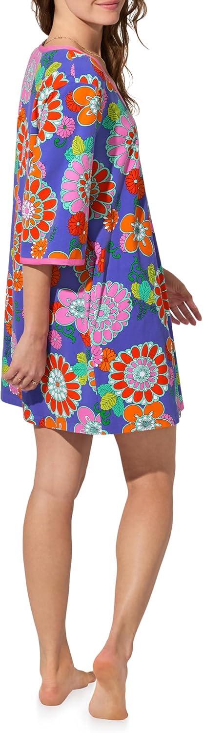 imageTrina Turk Womens Short Sleeve Caftan Loungewear for Women Organic Cotton SleepwearTokyo Floral