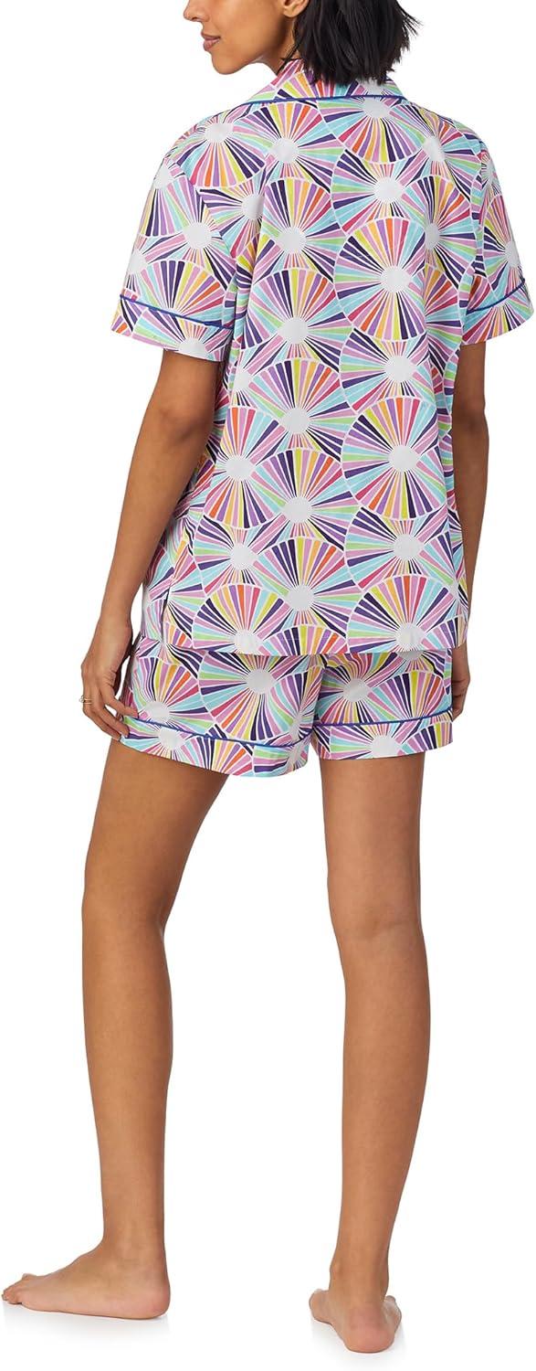 imageTrina Turk Womens Short Sleeve Notch Collar amp Shorts Sleepwear Pajama Set Organic CottonFanfare
