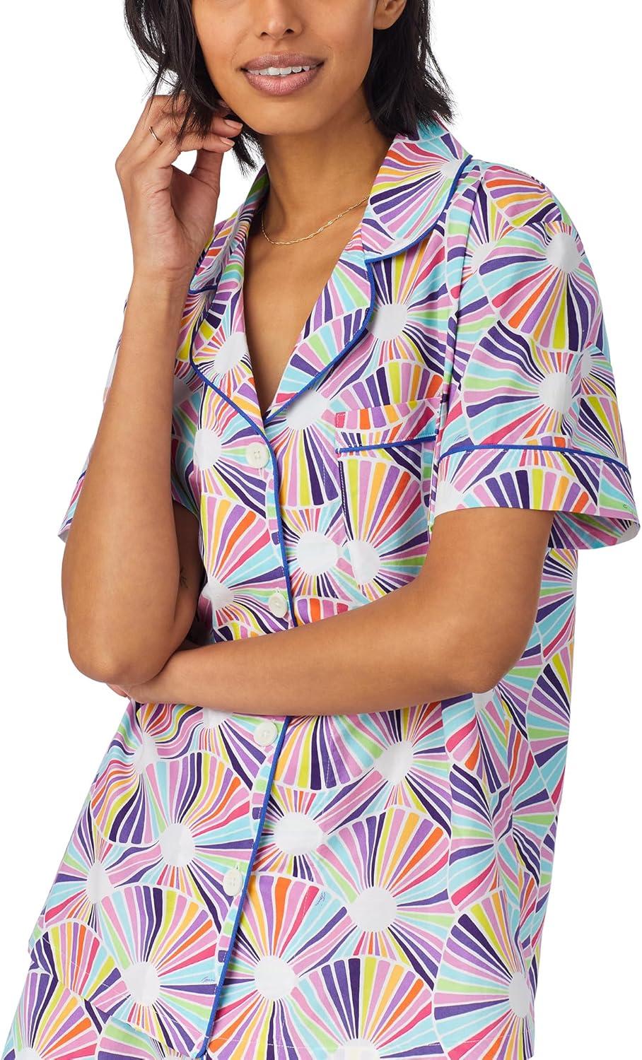 imageTrina Turk Womens Short Sleeve Notch Collar amp Shorts Sleepwear Pajama Set Organic CottonFanfare