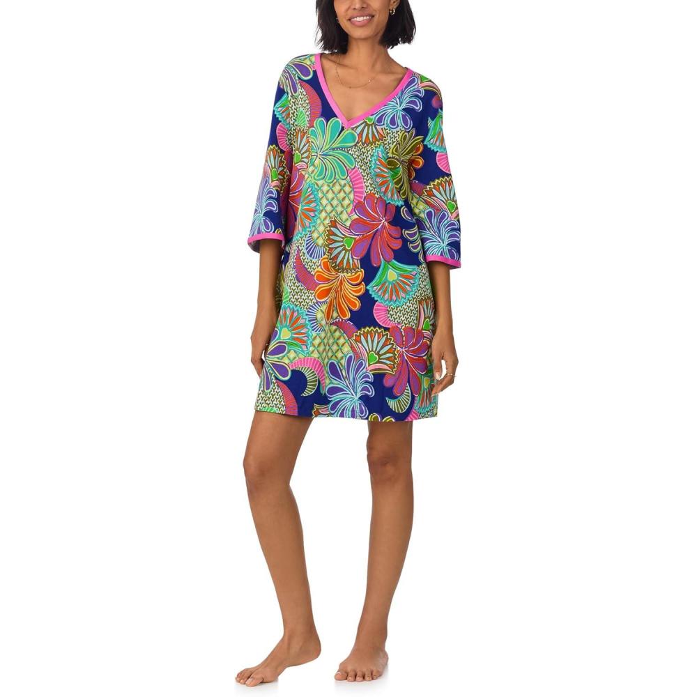 imageTrina Turk Womens Short Sleeve Caftan Loungewear for Women Organic Cotton SleepwearZanzibar