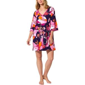 Trina Turk Womens Short Sleeve Caftan, Loungewear for Women, Organic Cotton Sleepwear(Floral Medley)