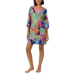 Trina Turk Womens Short Sleeve Caftan, Loungewear for Women, Organic Cotton Sleepwear(Zanzibar)