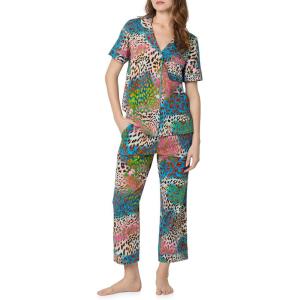 Trina Turk womens X Trina Turk Short Sleeve Classic Stretch Jersey Cropped Pj Set(Spray Leopard)