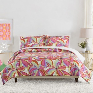 TRINA TURK Big Floral 3-Piece Comforter and Pillow Sham Set, Mid-Century Modern Retro Vintage Bedding Set – Full Queen Size, Yellow Citron(Pinwheel Pink)